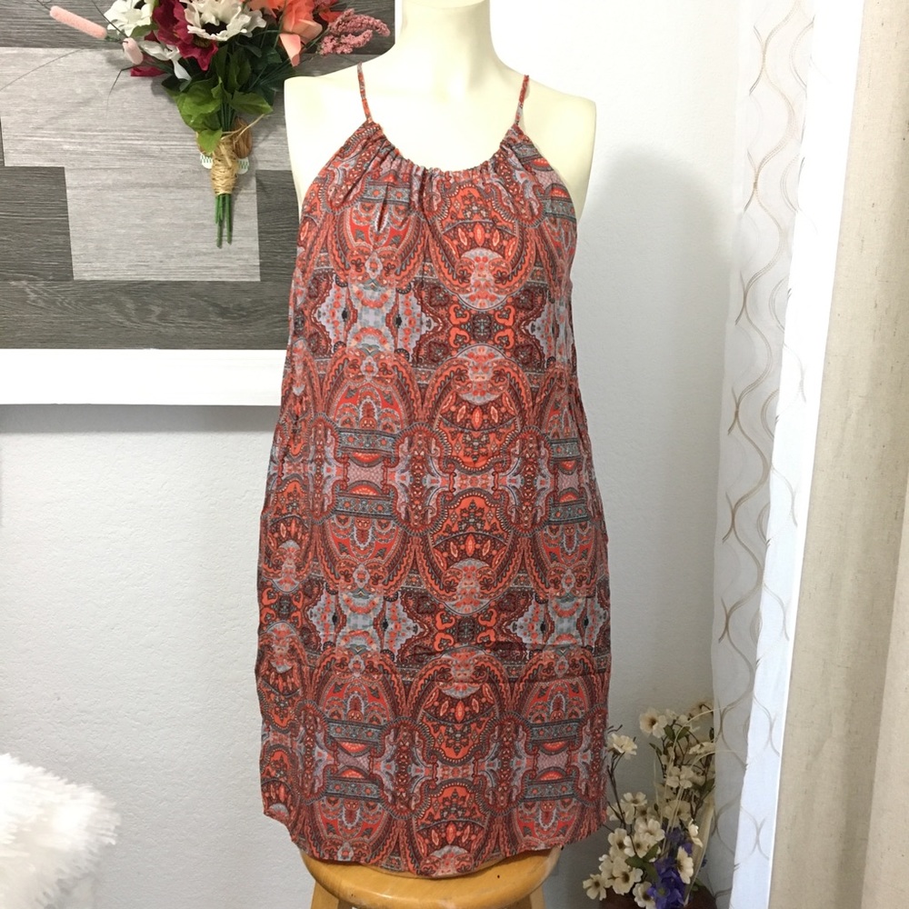 LUCKY BRAND ORANGE PAISLEY DRESS W/POCKETS XS